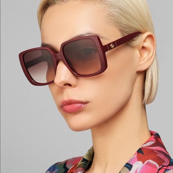 NEW GUCCI GG0632S 003 Burgundy Red Gradient Square Oversized Women Sunglasses - Picture 2 of 12